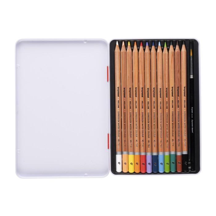 Kleurpotloden Bruynzeel Expression aquarel assorti blik à 12 stuks