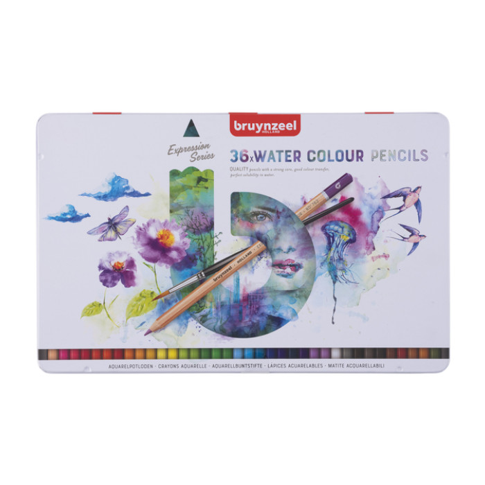 Kleurpotloden Bruynzeel Expression aquarel assorti blik à 36 stuks