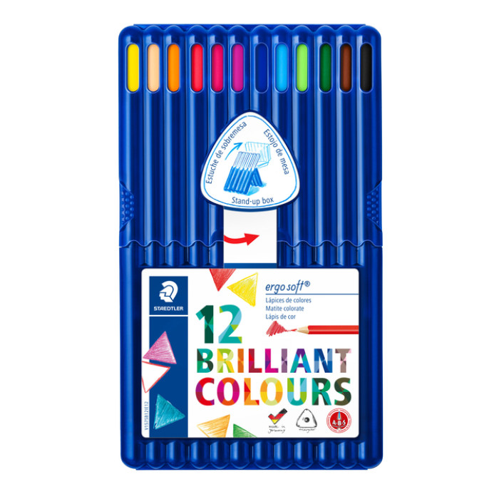 Kleurpotloden Staedtler Ergosoft driekantig 12stuks assorti