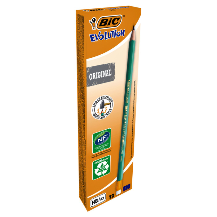 Potlood Bic Evolution ecolutions 655 zeshoekig HB met gumtop