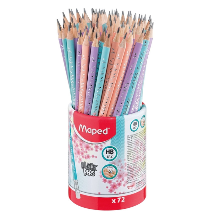 Potlood Maped Black'Peps met gum pastel assorti