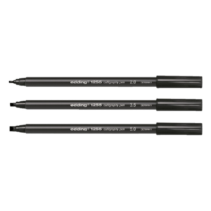 Kalligrafiepen edding 1255 zwart lijn 2.0 - 3.5 - 5.0mm blister à 3st