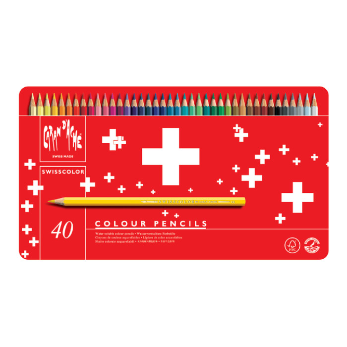Kleurpotloden Caran d'Ache Swisscolor aquarel 40 stuks assorti