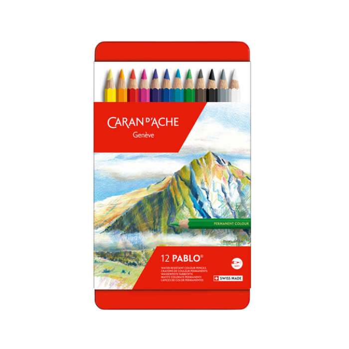 Kleurpotloden Caran d'Ache Pablo assorti blik à 12stuks