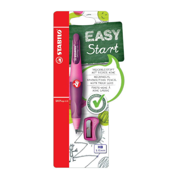 Vulpotlood STABILO Easyergo HB 3.15mm rechts roze/lila slijper blister