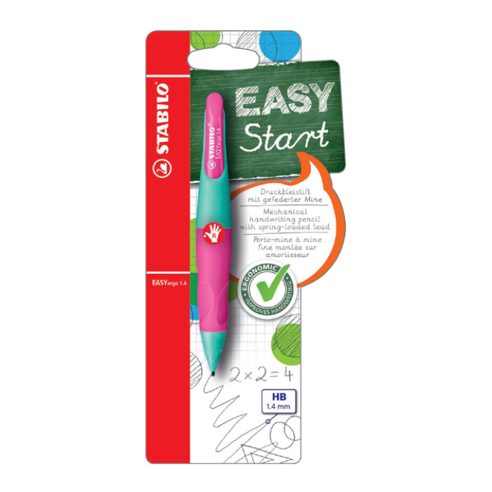 Vulpotlood STABILO Easyergo HB 1.4mm rechts turquoise/neon rz blister