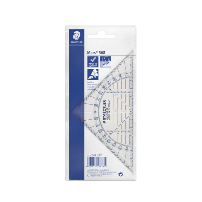 Geodriehoek Staedtler 568 160mm transparant