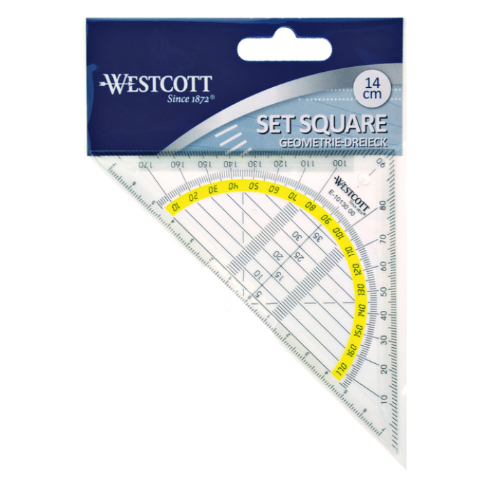 Geodriehoek Westcott 14cm transparant