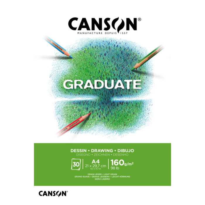 Tekenpapier Canson Graduate Drawing 30vel 160gr A4 helderwit