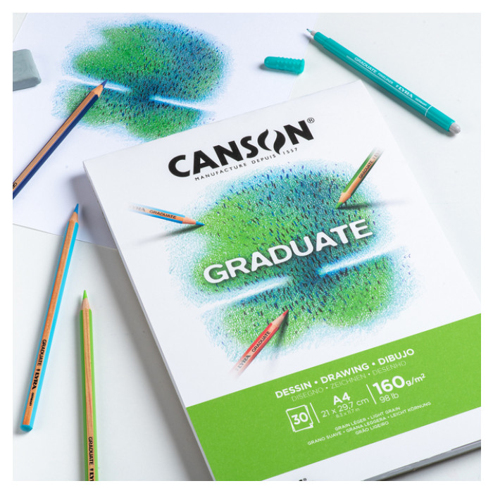 Tekenpapier Canson Graduate Drawing 30vel 160gr A4 helderwit