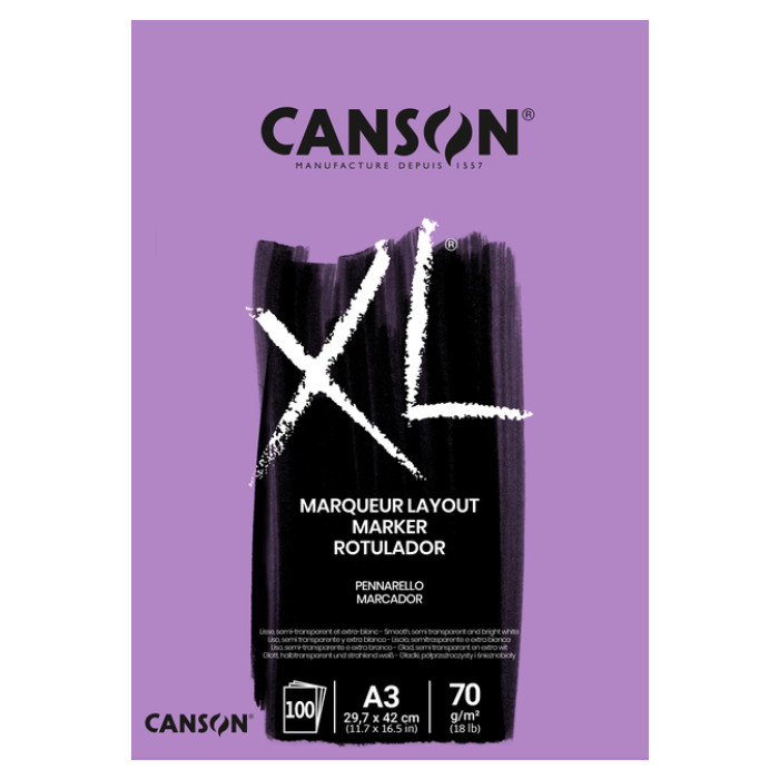 Markerpapier Canson XL Marker 100vel 70gr A3 extra wit
