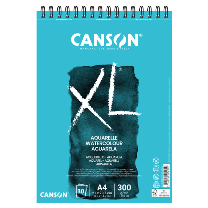 Aquarelpapier Canson XL 30vel 300gr A4 wit