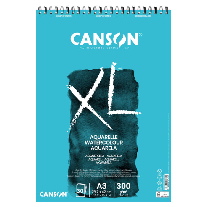 Aquarelpapier Canson XL 30vel 300gr A3 wit