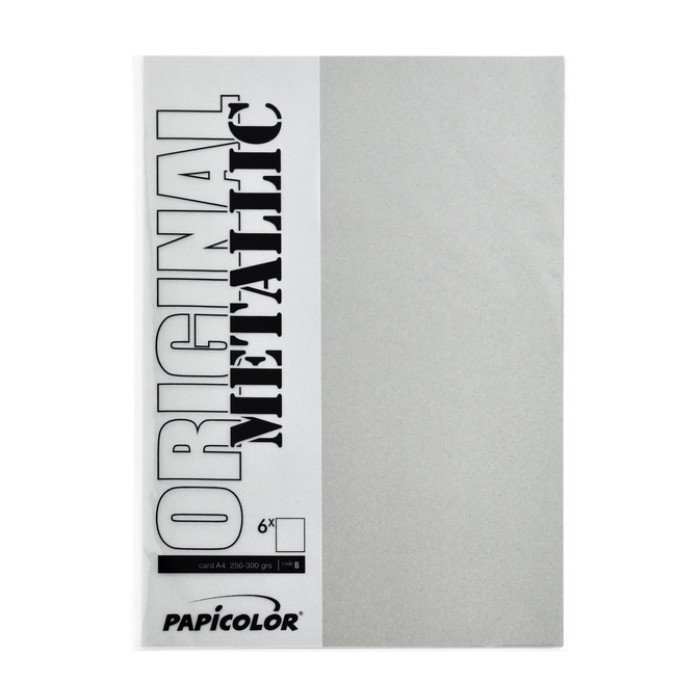 Kopieerpapier Papicolor A4 300gr 3 vel metallic zilver