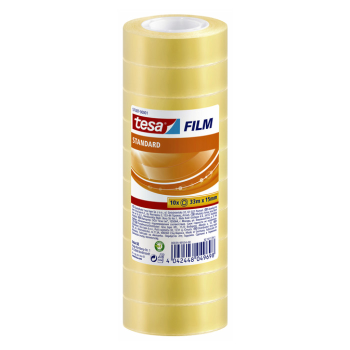 Plakband tesafilm® Standaard 33mx15mm krimp transparant 10 rollen