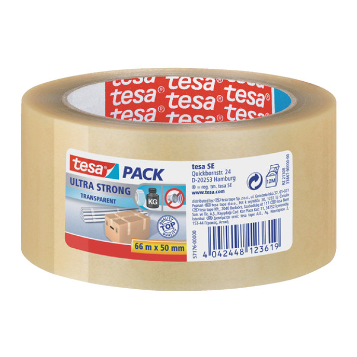 Verpakkingstape tesapack® Ultra Strong 66mx50mm transparant