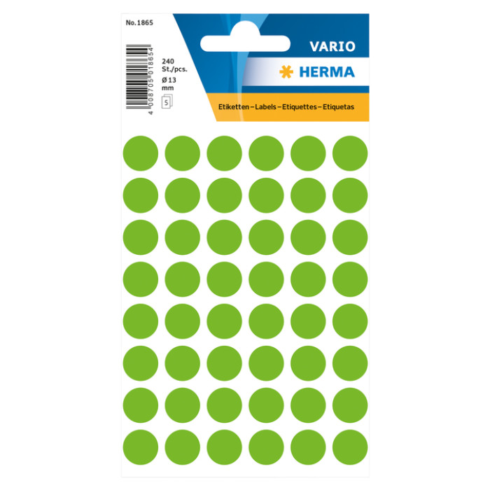 Etiket HERMA 1865 rond 12mm groen 240 stuks