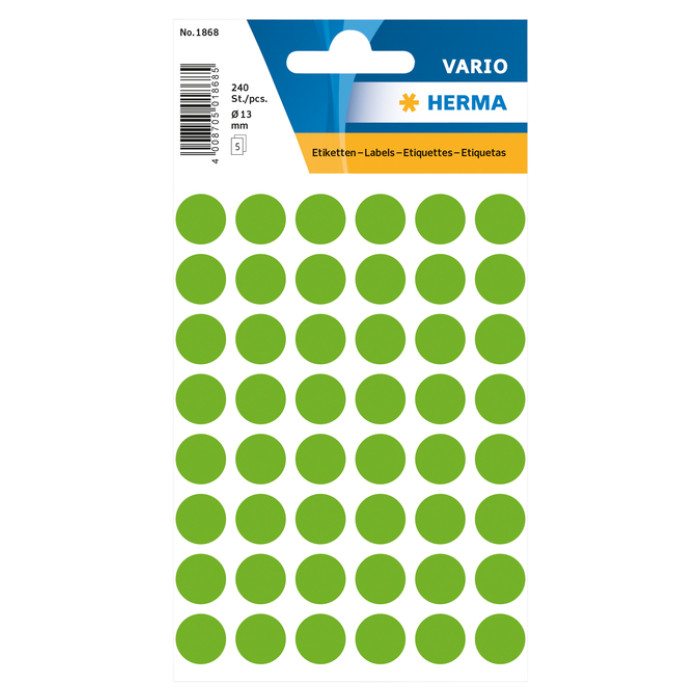 Etiket HERMA 1868 rond 12mm fluor groen 240 stuks