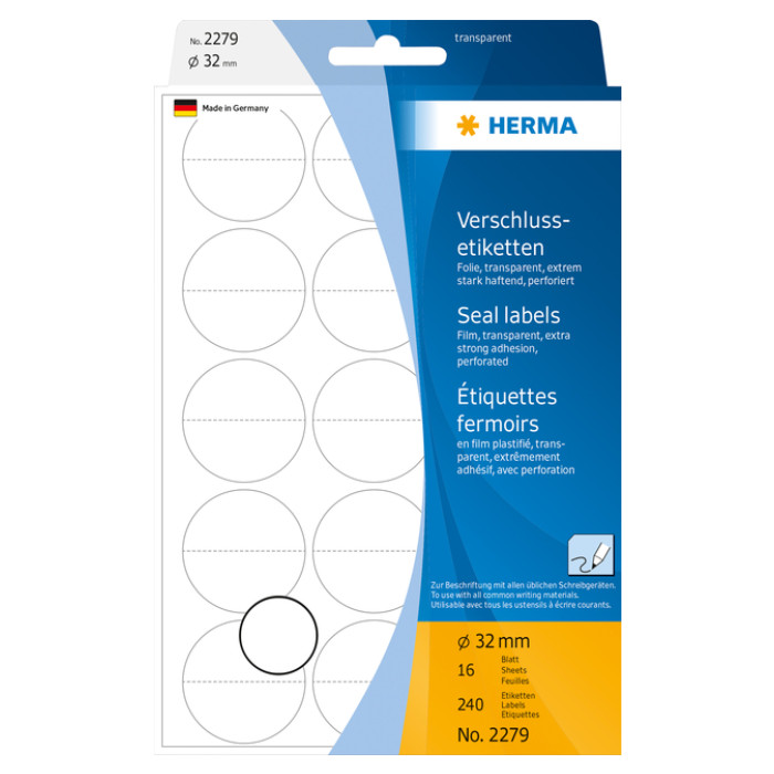 Etiket HERMA 2279 32mm transparant 240 stuks