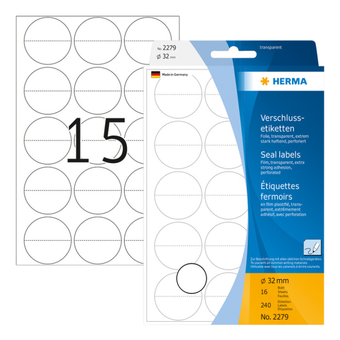 Etiket HERMA 2279 32mm transparant 240 stuks