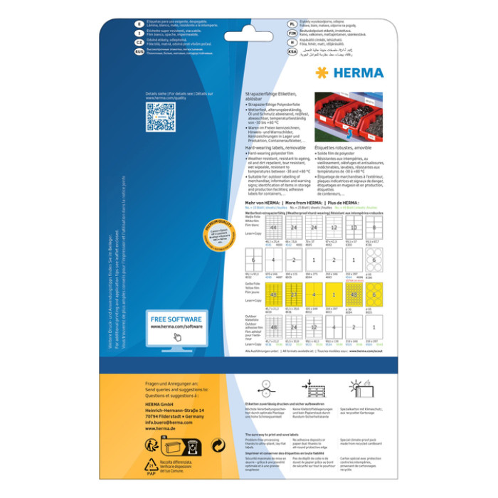 Etiket HERMA 4575 99.1x67.7mm folie wit 160 stuks