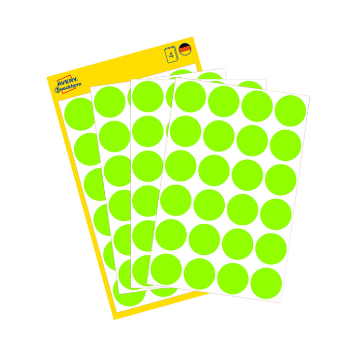 Etiket Avery 3174 rond 18mm lichtgroen 96 stuks