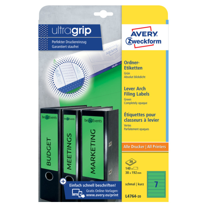 Rugetiket Avery smal 38x192mm zelfklevend groen
