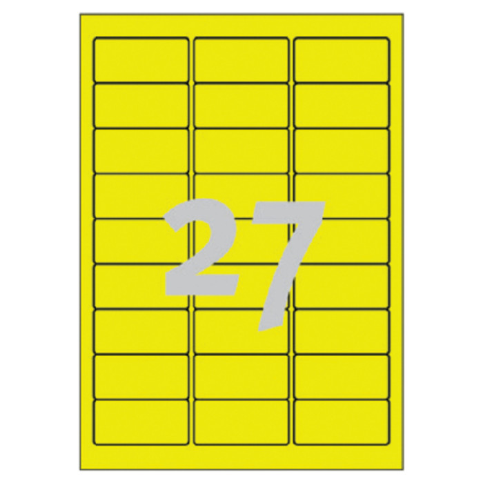 Etiket Avery L6004-25 63.5x29.6 neon geel 675 stuks