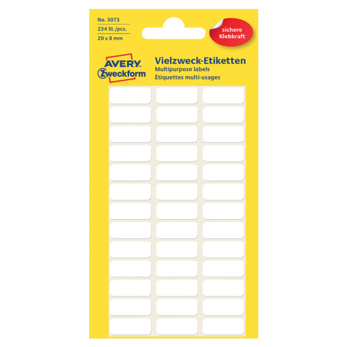 Etiket Avery 3073 20x8mm wit 234 stuks