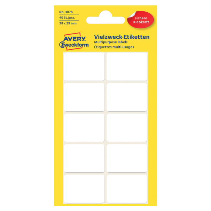 Etiket Avery 3078 38x29mm wit 40 stuks