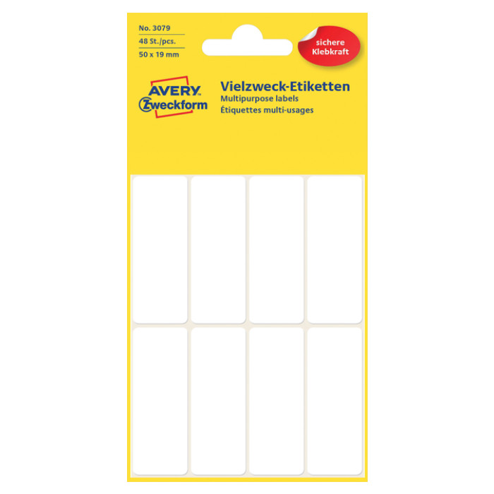 Etiket Avery 3079 50x19mm wit 48 stuks
