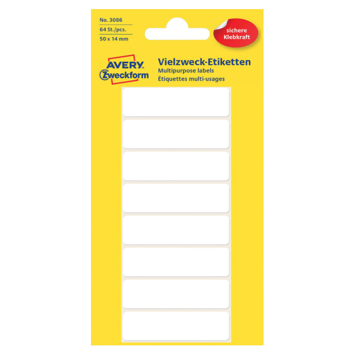 Etiket Avery 3086 50x14mm wit 64 stuks