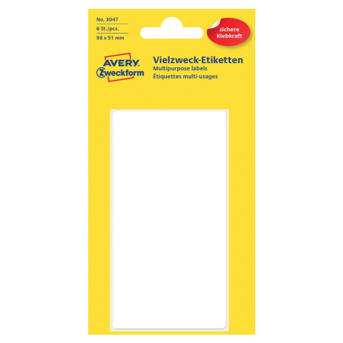 Etiket Avery 3047 98x51mm wit 6 stuks