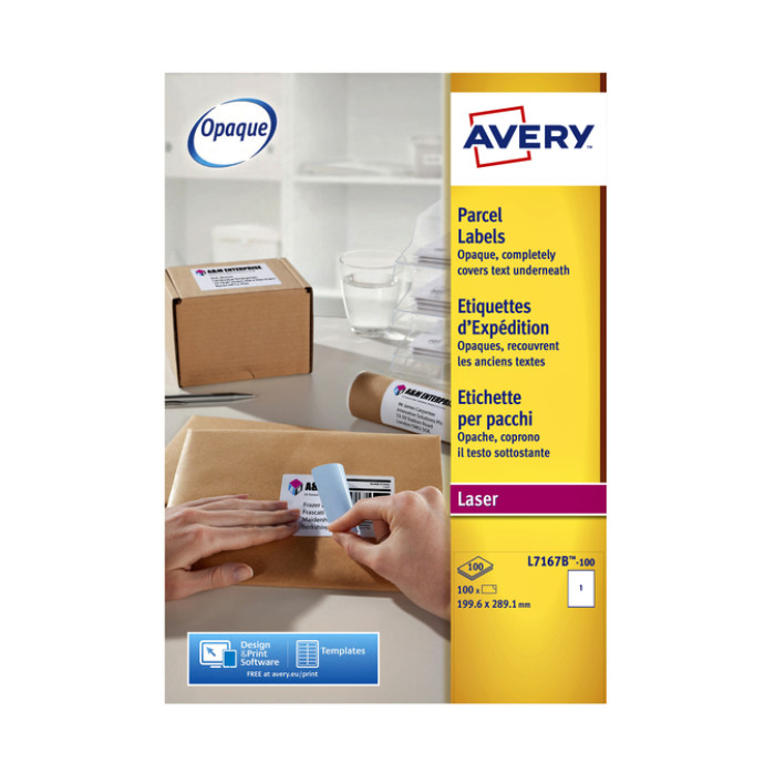 Etiket Avery L7167B-100 199.6x289.1mm blockout 100 stuks
