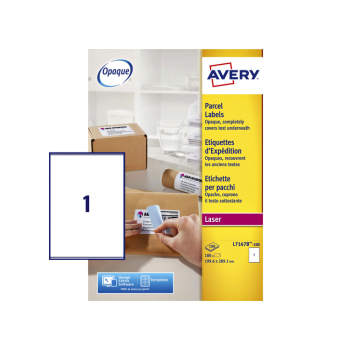 Etiket Avery L7167B-100 199.6x289.1mm blockout 100 stuks