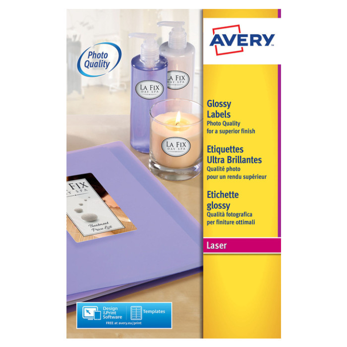 Etiket Avery L7767-40 210x297mm A4 hoogglans wit 40 stuks