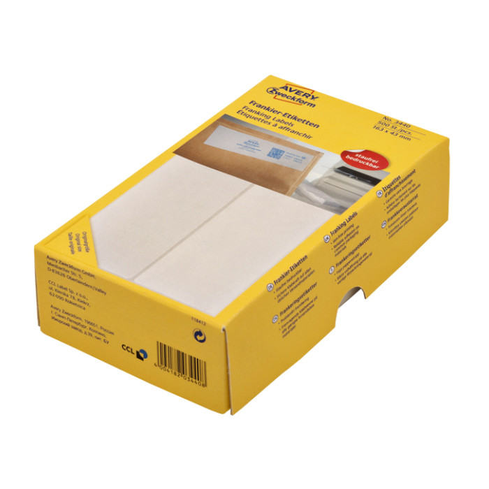 Frankeeretiket Avery 3440 163x43mm 500 stuks
