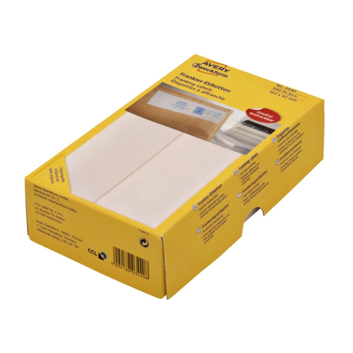Frankeeretiket Avery 3441 128x38mm 500 stuks