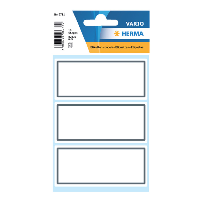 Etiket HERMA 5711 36x80mm schrift grijs kader 18 stuks