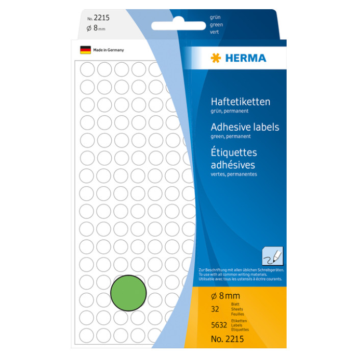 Etiket HERMA 2215 rond 8mm groen 5632 stuks