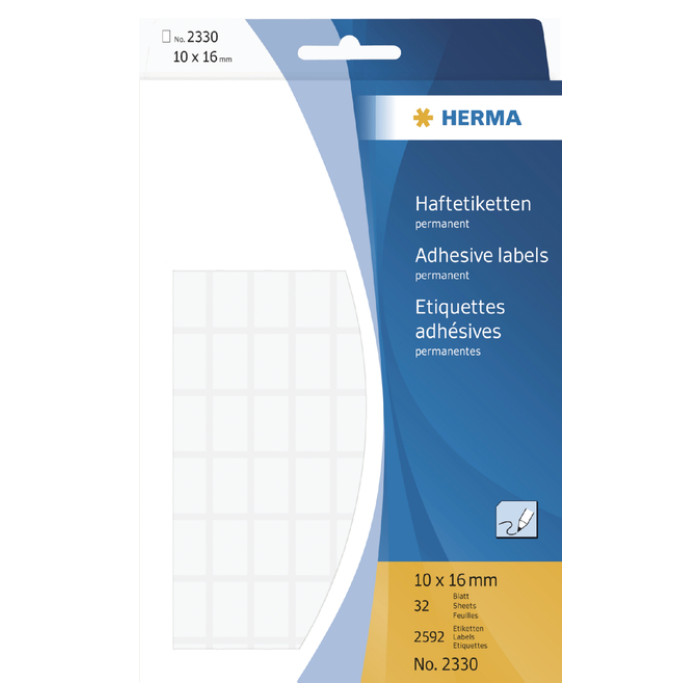 Etiket HERMA 2330 10x16mm wit 2592 stuks