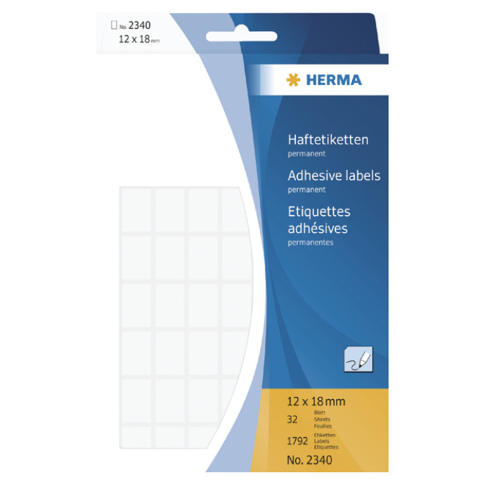 Etiket HERMA 2340 12x18mm wit 1792 stuks
