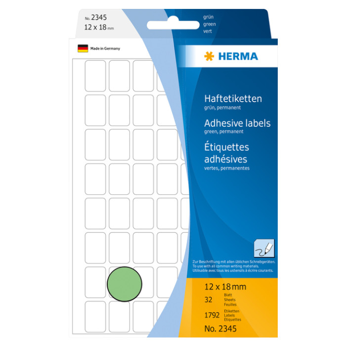 Etiket HERMA 2345 12x18mm groen 1792 stuks