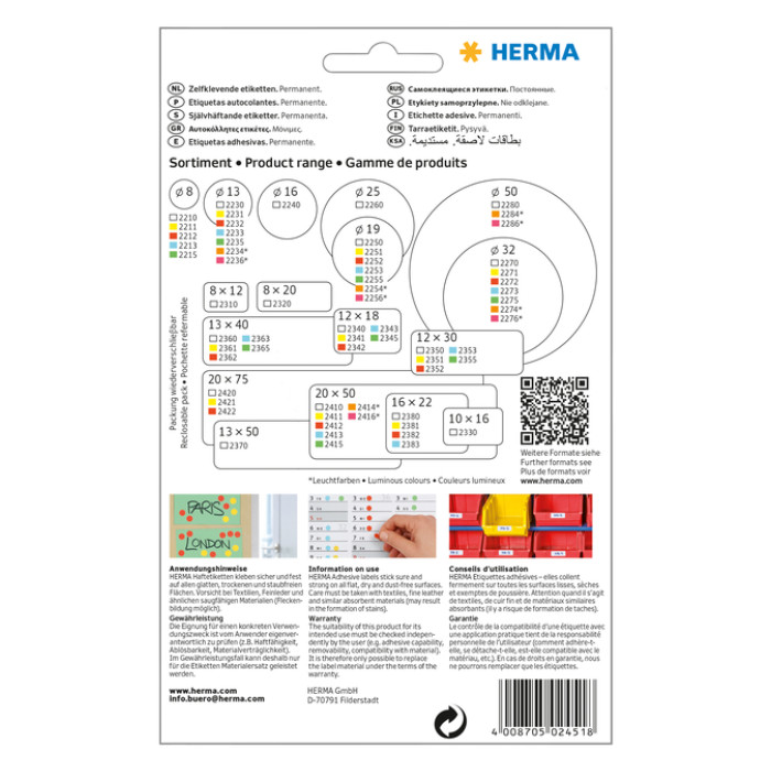 Etiket HERMA 2451 25x40mm geel 512 stuks