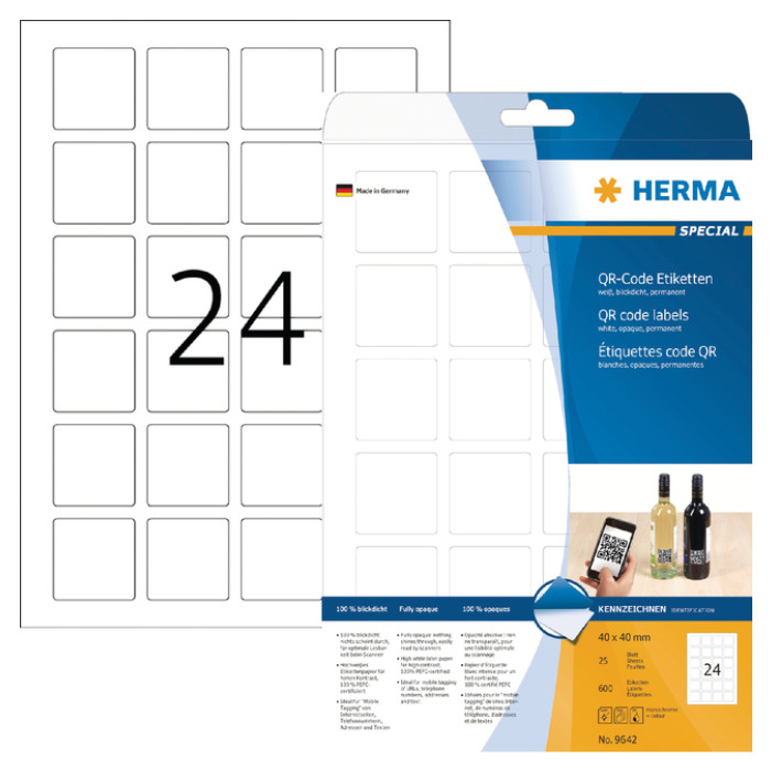 Etiket HERMA 9642 40x40mm QR-code wit 600 stuks