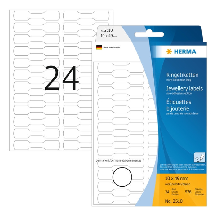 Etiket HERMA 2510 10x49mm wit 576 stuks