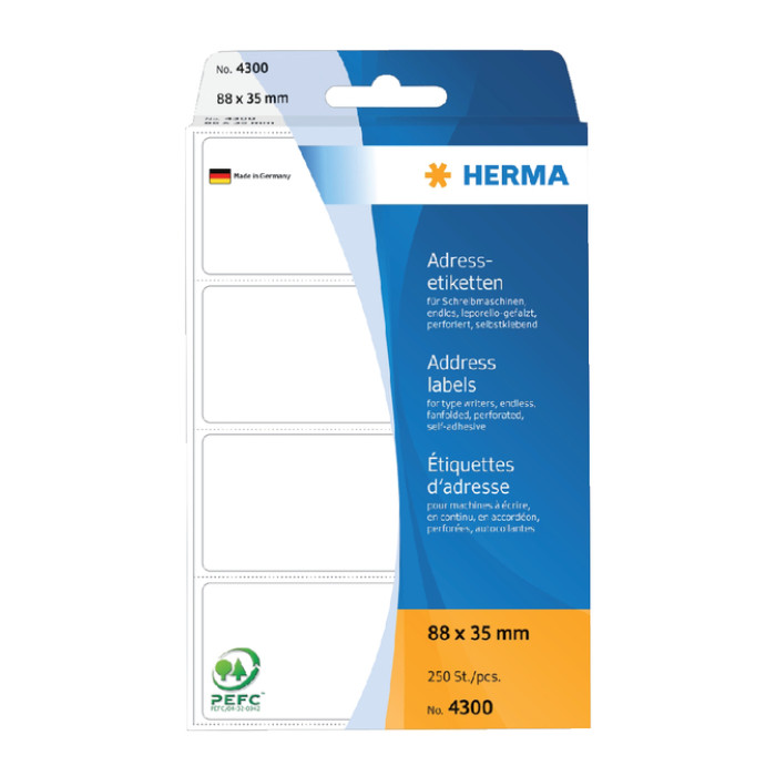 Etiket HERMA adres 4300 88x35mm zig-zag 250 stuks