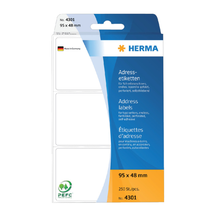 Etiket HERMA adres 4301 95x48mm zig-zag 250 stuks
