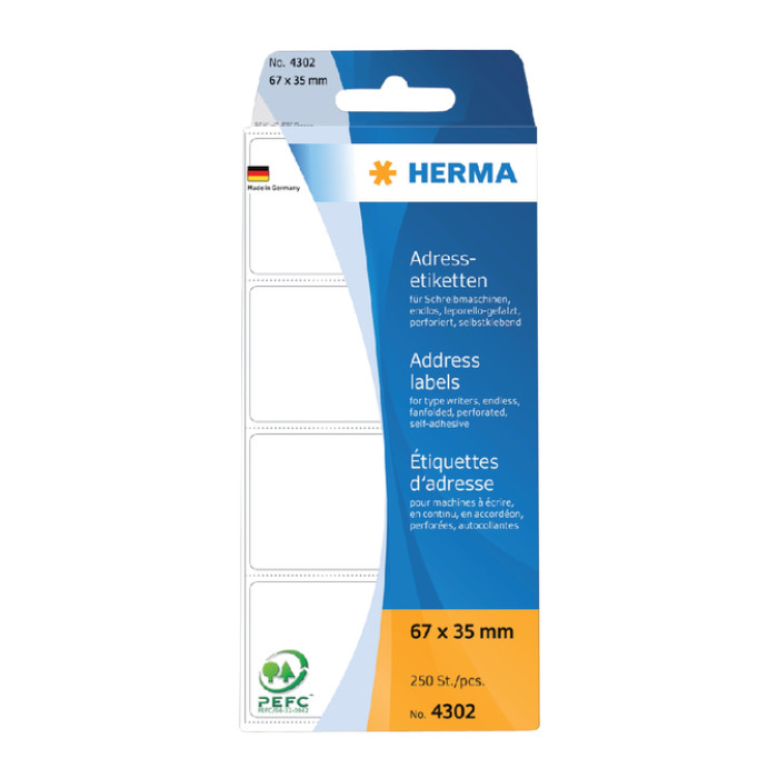 Etiket HERMA adres 4302 67x35mm zig-zag 250 stuks