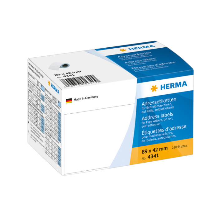Etiket HERMA adres 4341 89x42mm op rol wit 250 stuks